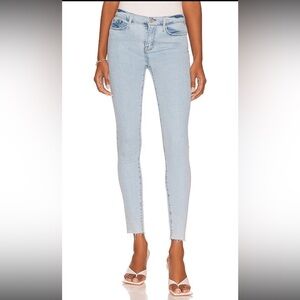 FRAME Le Skinny de Jeanne Crop Jeans Light Wash Raw Hem Sz 28 High Rise Skinny
